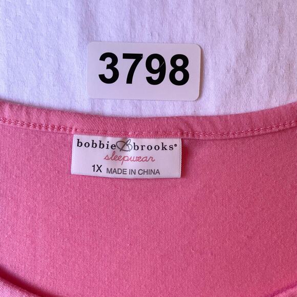 Bobbie Brooks Women Sleepwear Top size 1X Short Sleeve Stretchy Love Peach Pink - Picture 6 of 9